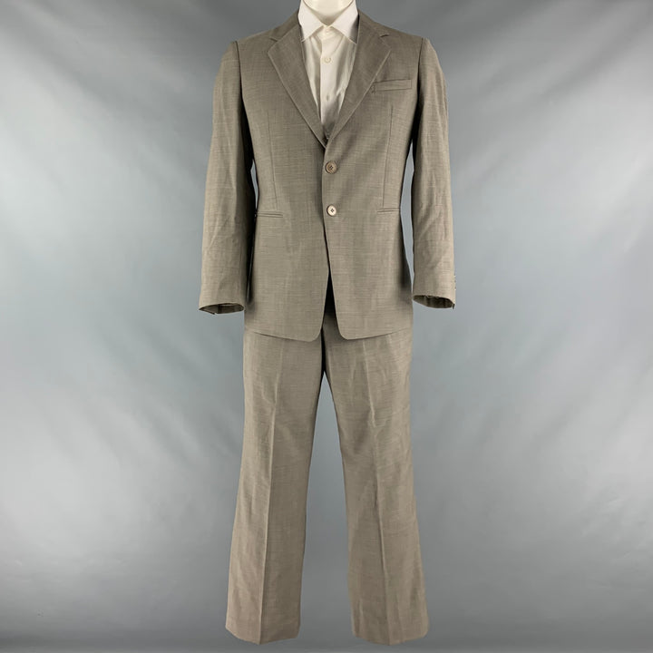 EMPORIO ARMANI Talla 42 Traje con solapa de muesca de lana lisa color topo