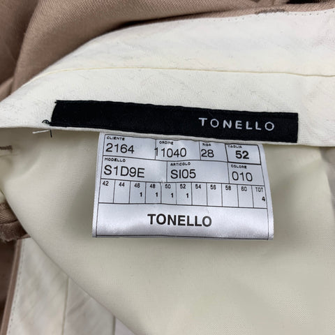TONELLO Size 42 Gold Textured Silk Notch Lapel Suit