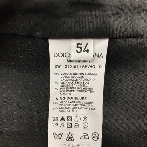 DOLCE & GABBANA Size 44 Black Dots Velvet Classic Vest