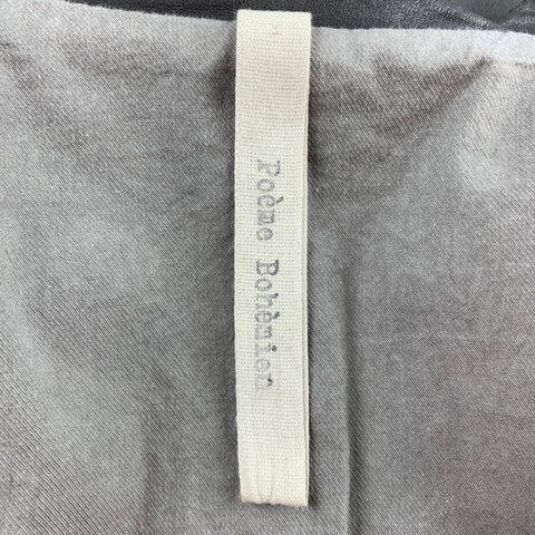 POEME BOHEMIEN Size S Grey Leather Zip Up Jacket