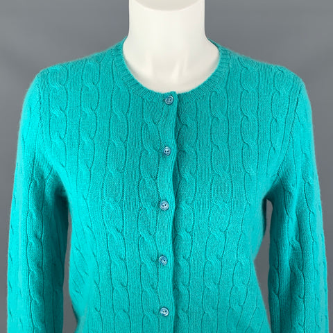 BLACK LABEL RALPH LAUREN Cárdigan de punto de ochos de cachemira talla L Aqua