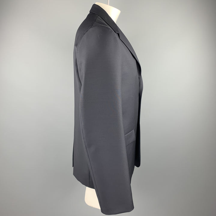 JIL SANDER Size 42 Black Wool / Mohair Notch Lapel Sport Coat