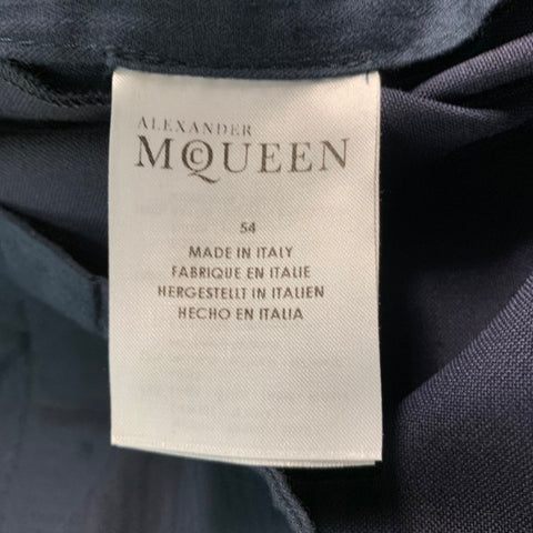 ALEXANDER MCQUEEN Size 34 Navy Solid Wool  Mohair Tuxedo Dress Pants