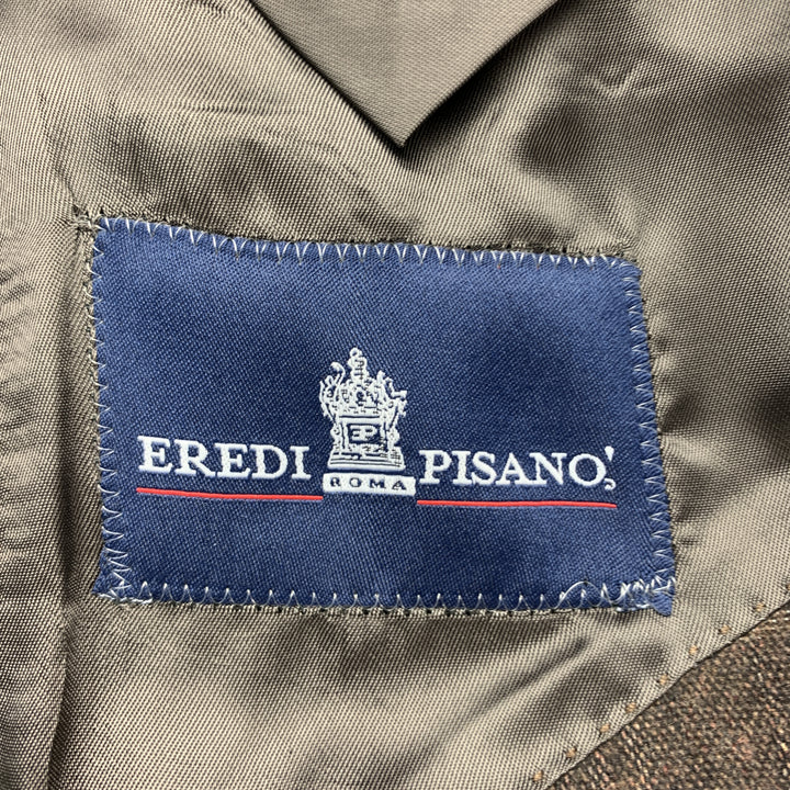 EREDI PISANO Size 40 Brown Plaid Peak Lapel Sport Coat