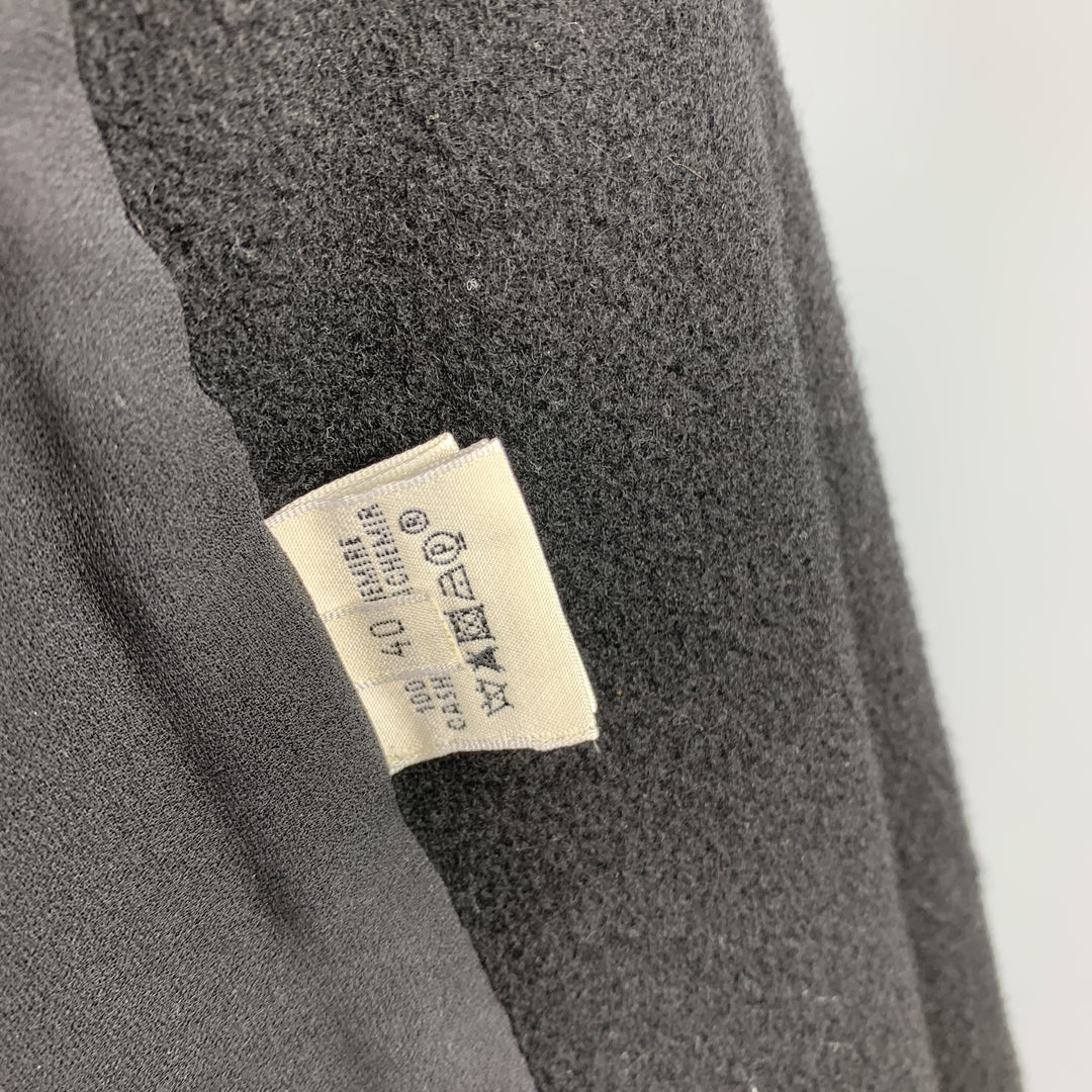 HERMES Size 8 Black Cashmere Fringe Leather Back Scarf Vest