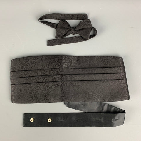 CARROT & GIBBS Black Paisley Silk Cummerbund