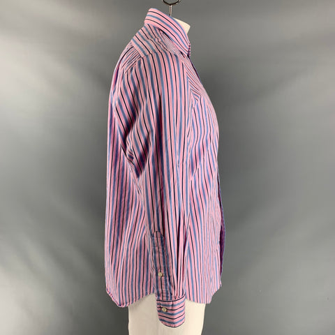 POLO by RALPH LAUREN Size M Lavender and  Blue Stripe Cotton Long Sleeve Shirt