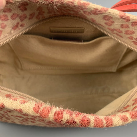 Vintage BOTTEGA ITALIANA Pink Cream Animal Print Calf Hair Handbag