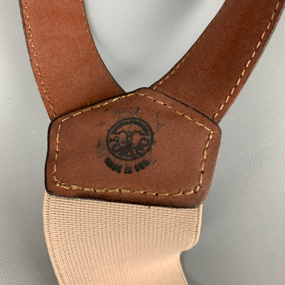 VINTAGE Brown Embossed Leather Suspenders