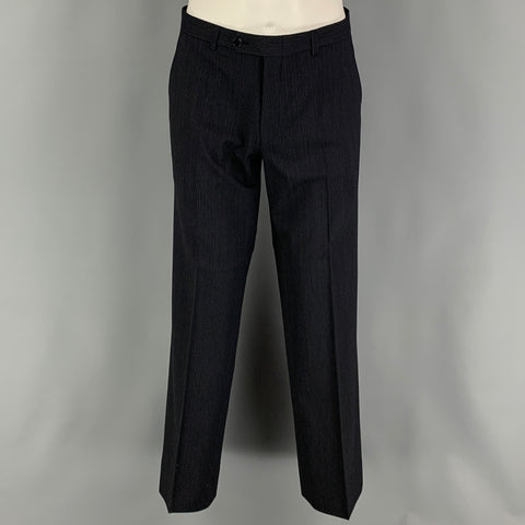 THEORY Size 40 Black Grey Pinstripe Wool Lycra Single breasted 34 Suit