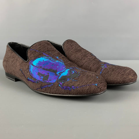 JIMMY CHOO Size 8 Brown Purple Woven Leather Slip On Loafers