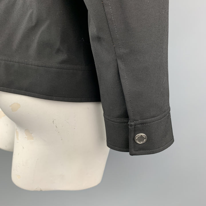 MICHAEL KORS Size L Black Wool Zip Up Zip Pockets Snaps Jacket