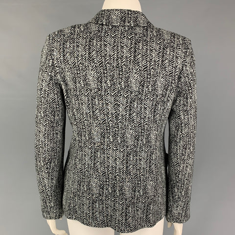ARMANI COLLEZIONI Size 14 Black White Cotton Blend Jacket Blazer