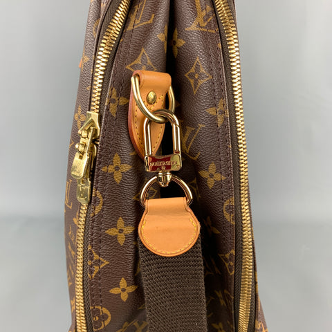 LOUIS VUITTON Alize 2 Poches Brown Leather Monogram Vachetta Trim Canvas Travel Bag