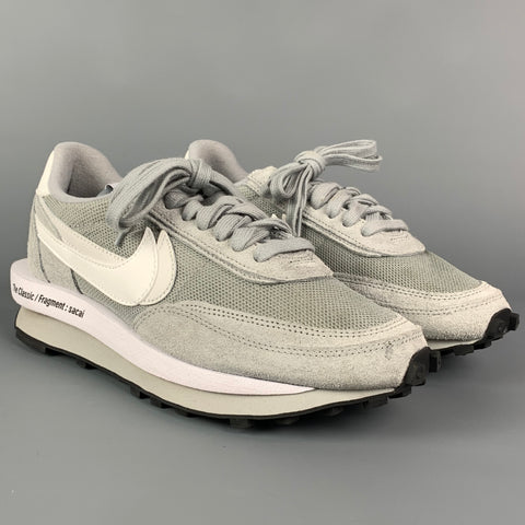 Zapatillas NIKE x SACAI FRAGMENT Talla 7 Gris Blanco Plataforma de malla LD WAFFLE