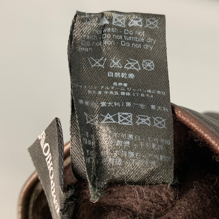 EMPORIO ARMANI Guantes de piel bicolor marrón talla L