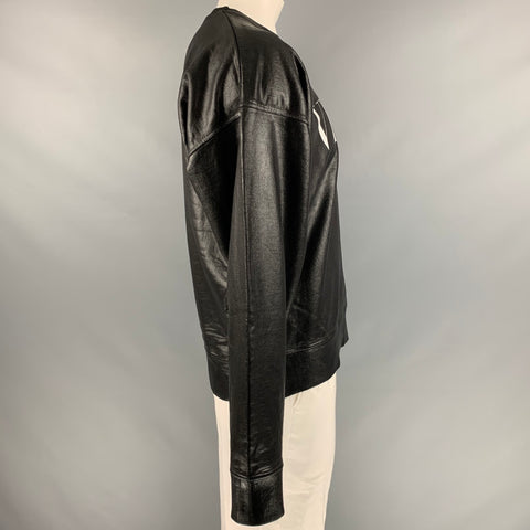 DSQUARED2 Size XL Black Graphic Cotton Blend Crew-Neck Sweatshirt