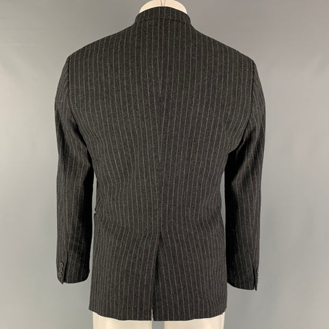 EMPORIO ARMANI Size 40 Charcoal Grey Chalkstripe Wool Blend Sport Coat