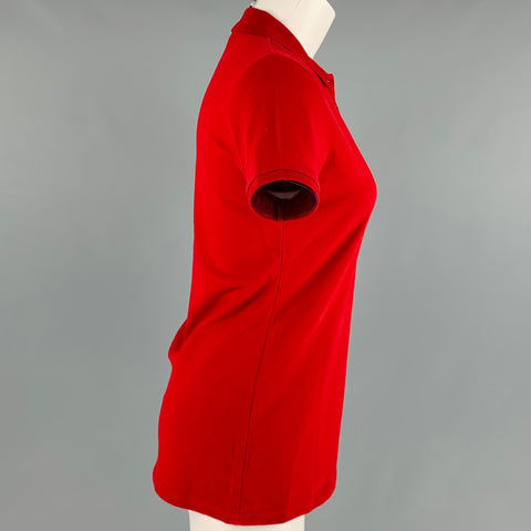 BURBERRY BRIT Size S Red Cotton Elastane Contrast trim Short Sleeve Casual Top