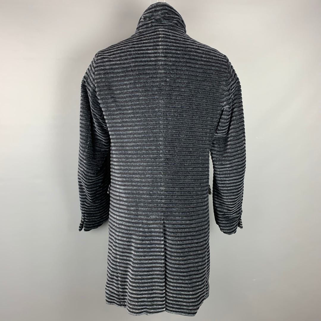 GIORGIO ARMANI Size 40 Charcoal Ribbed Cotton Asymmetrical Coat
