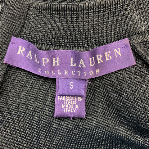 RALPH LAUREN Size S Navy Ribbed Knit Viscose Blend Mock Neck A Line Dress