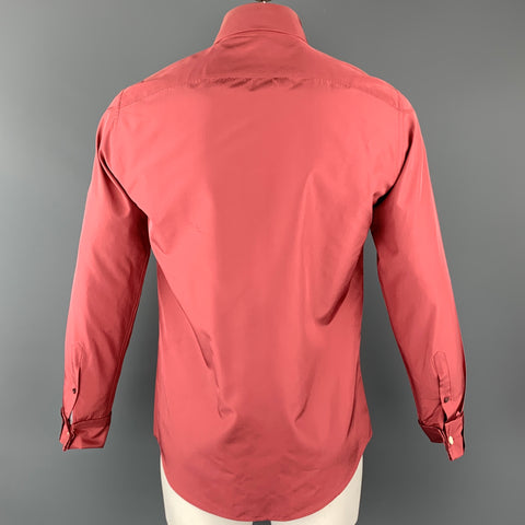 JIL SANDER Size L Blush Pleated Silk French Cuff Long Sleeve Shirt