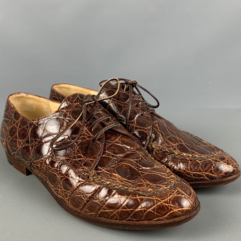 WILKES BASHFORD Talla 6.5 Cordones en relieve de cuero marrón