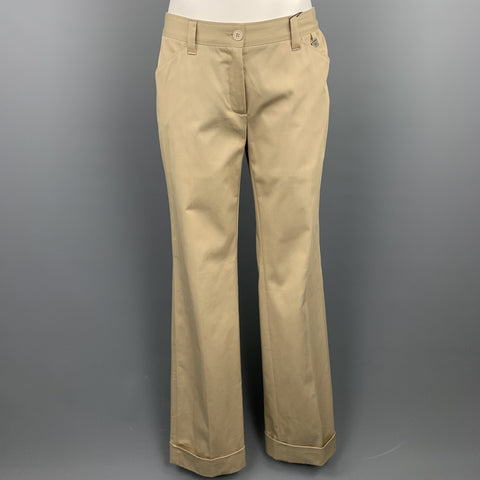 DOLCE & GABBANA Size 4 Khaki Cotton Wide Leg Dress Pants