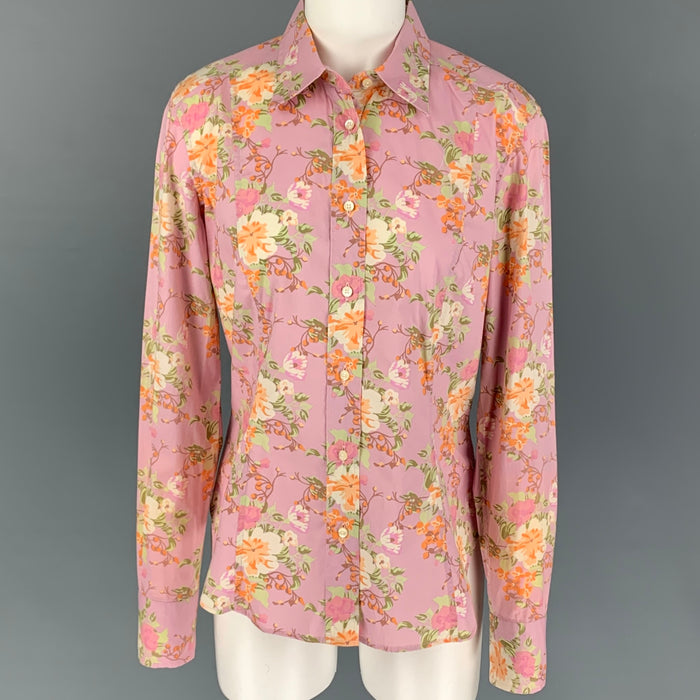 ETRO Size M Lilac Orange Floral Button Down Blouse