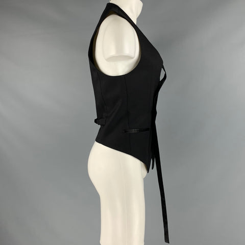 ATO Size 36 Black Wool Silk Double Breasted Vest