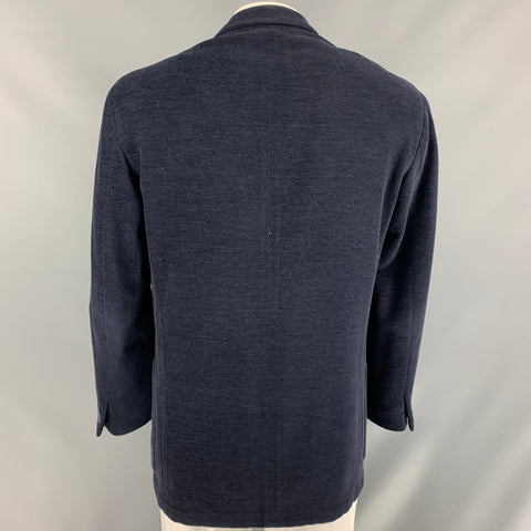 ERMENEGILDO ZEGNA Size 40 Black Textured Cotton &  Wool Sport Coat