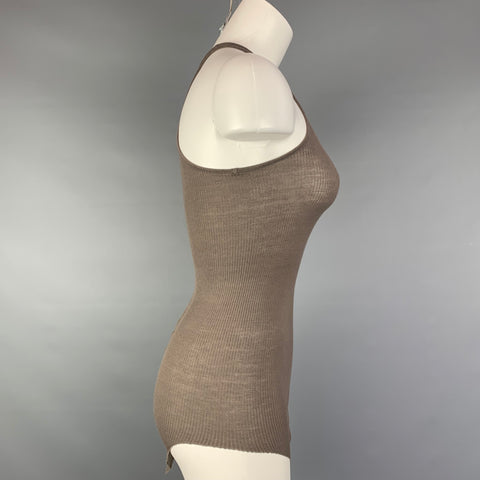 RICK OWENS ANTHEM S/S 11 Taille 6 Taupe Viscose / Débardeur à ourlet incurvé en soie