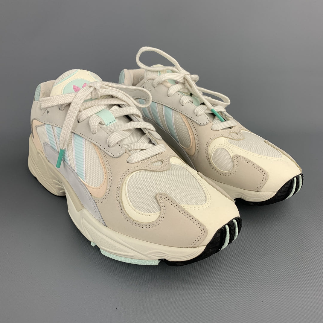 Zapatillas de deporte con cordones de nailon y materiales mixtos gris claro ADIDAS Talla