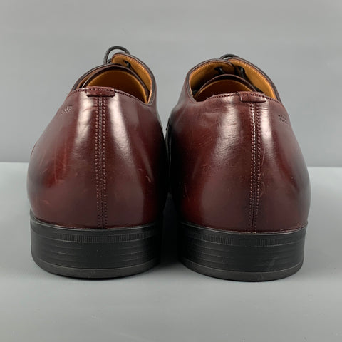 BALLY Size 11.5 Burgundy Leather Lace Up Shoes