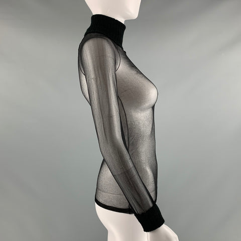 COURREGES Size XS Black Polyamide See Through Mock Neck Dress Top