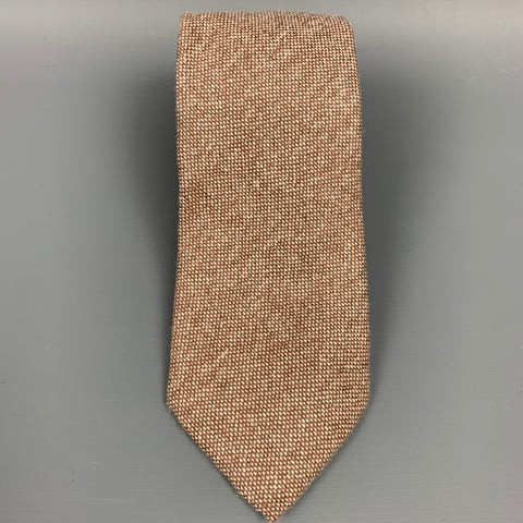 DRAKES LONDON Brown & Cream Textured Cashmere Tie