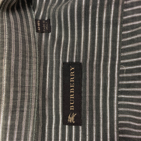 BURBERRY PRORSUM Size XL Gray & Silver Stripe Long Sleeve Shirt