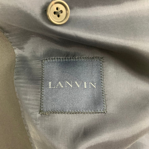 LANVIN Talla 42 Traje regular de solapa de muesca de lana azul medianoche