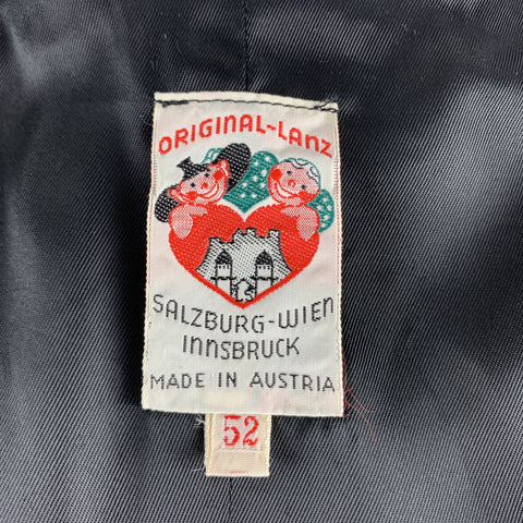 ORIGINAL-LANZ Size 42 Black Rosette Embroidery Velvet Metal Buttoned Vest