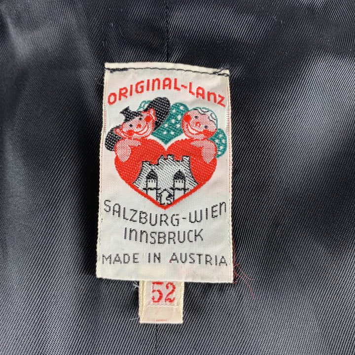 ORIGINAL-LANZ Talla 42 Chaleco con botones de metal de terciopelo con bordado de roseta negro
