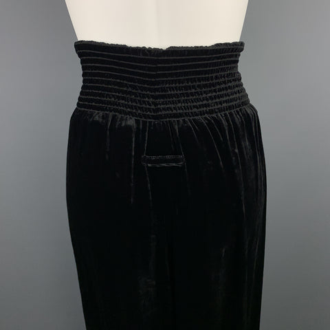 JEAN PAUL GAULTIER Size 10 Black Silk Blend Velvet Elastic Waist Wide Leg Pants