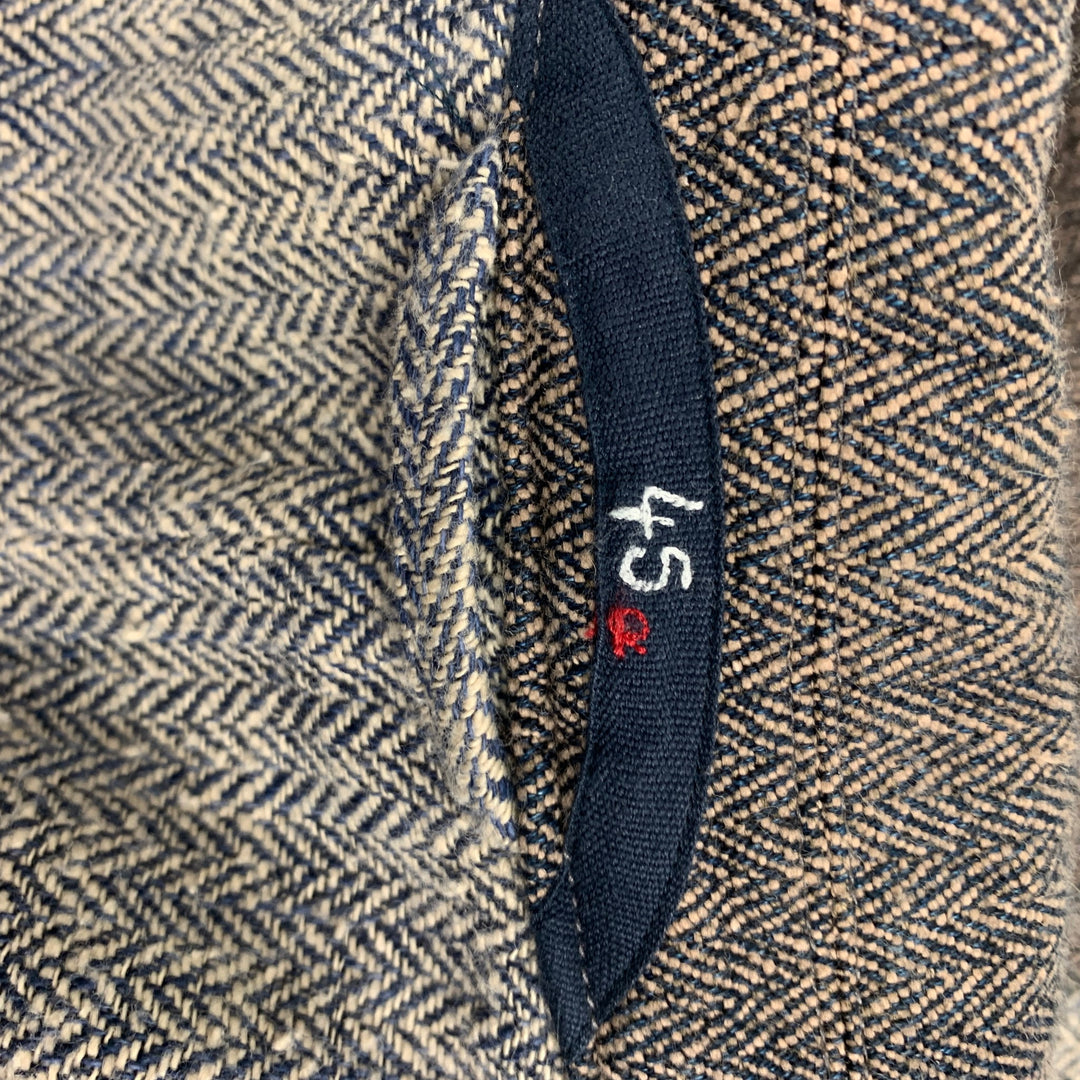 45rpm Size L Tan & Navy Herringbone Cotton Buttoned Coat