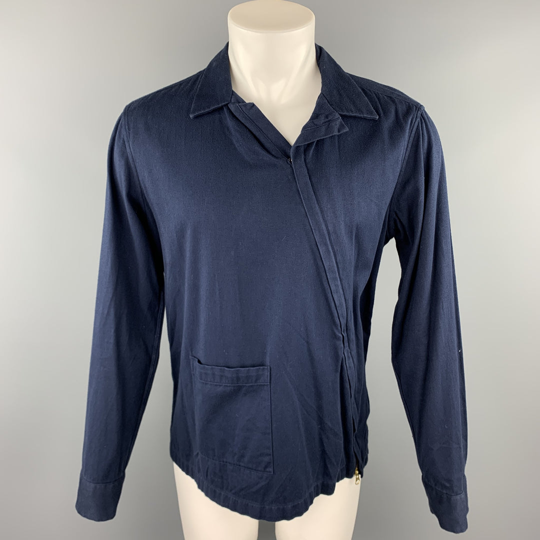 GANT RUGGER Talla M Camisa de manga larga asimétrica de algodón azul marino con cremallera