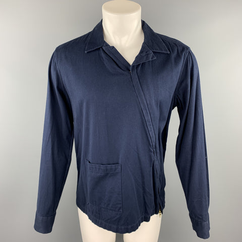 GANT RUGGER Size M Navy Cotton Asymmetrical Zip Up Long Sleeve Shirt