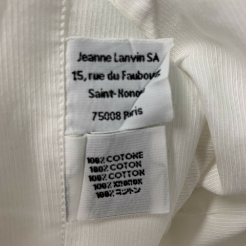 LANVIN Size S White Solid Cotton Tuxedo Long Sleeve Shirt