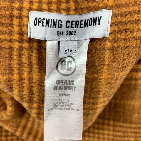 OPENING CEREMONY Size S Tan & Brown Plaid Polyester Blend Reversible Long Sleeve Shirt