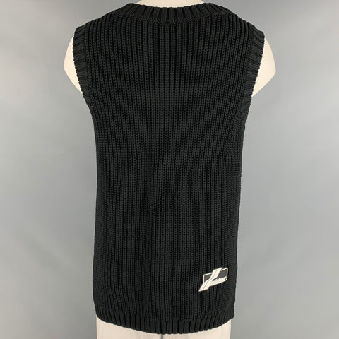 WE 11 DONE Size L Black Cotton Chunky Knit Vest
