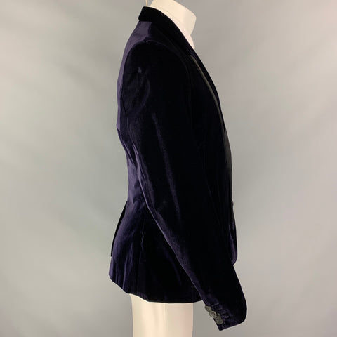 JUST CAVALLI Size 40 Purple Velvet Viscose Blend Shawl Collar Sport Coat