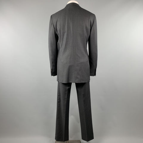 PRADA 42 Long Charcoal Stripe Wool 36 x 34 Suit