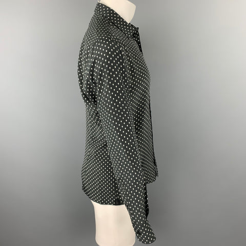 ALEXANDER MCQUEEN Size M Black & White Skulls Silk Button Up Long Sleeve Shirt